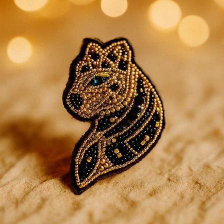 Handmade Jewelry Unisex Panther Beaded Brooch Pin